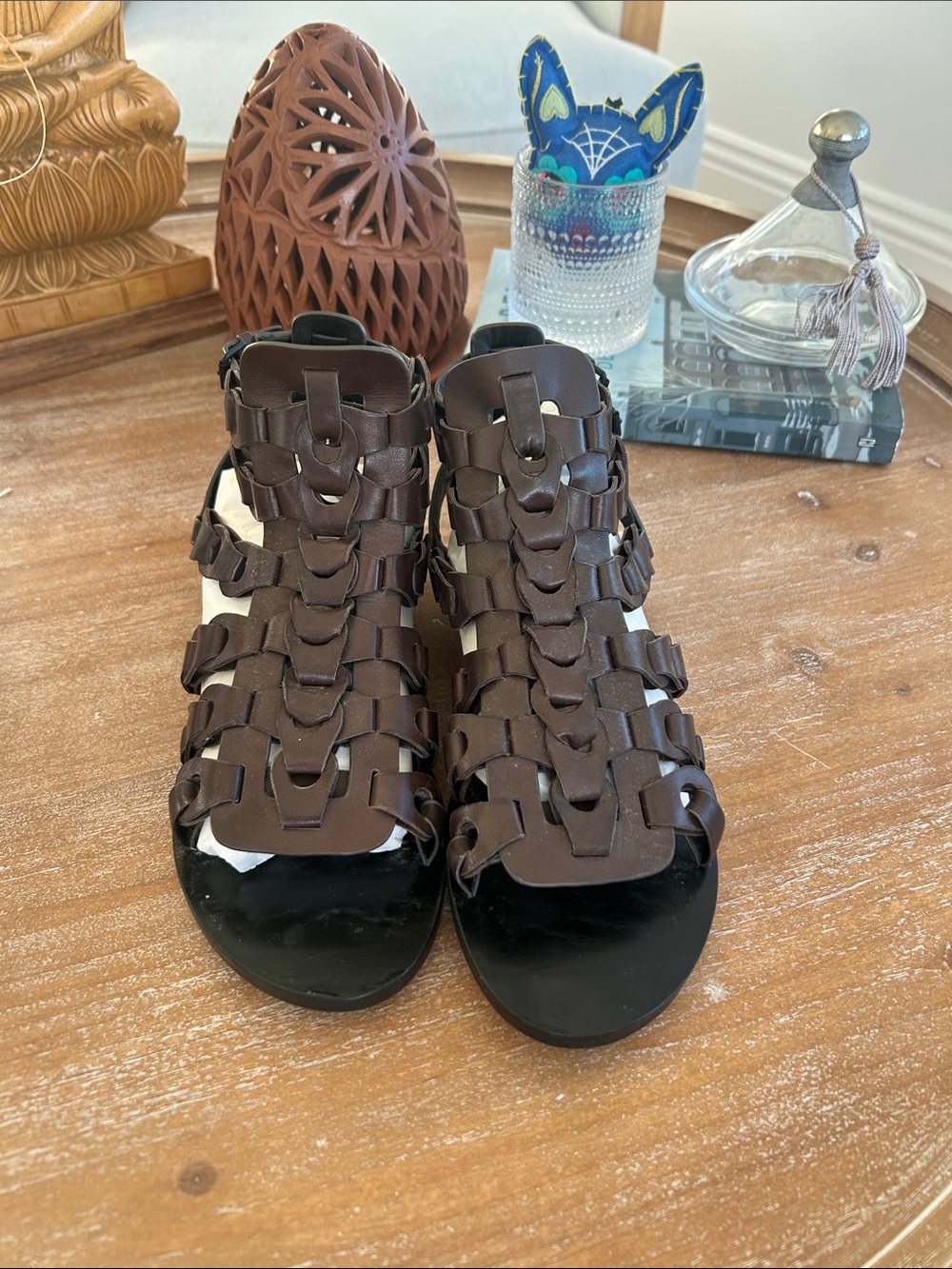 Elie Tahari Brown Woven Gladiator Sandals